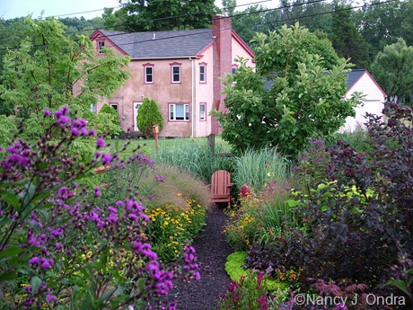 Front garden diagonal path from porch