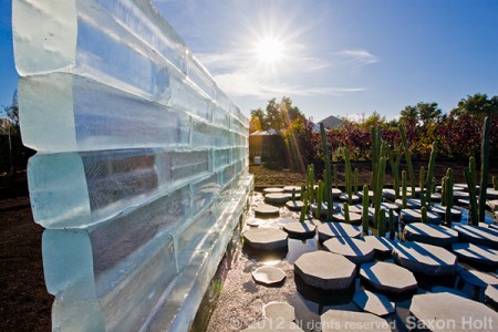 For this garden project installation "The Grow-Melt Project", I photographed looking directly into the sun to emphasize the melting block of ice.  Whether or not this project is about the earth heating up or the preciousness of water or any other idea, is unimportant to the photograph.  The photo provokes us to look closely and wonder what it means.